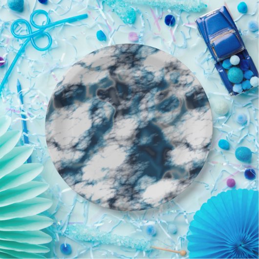 Blauer Marmor Pappteller (Party)