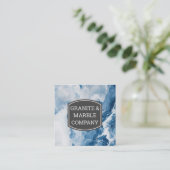 Blauer Marmor Quadratische Visitenkarte (Stehend Vorderseite)