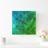 Blauer Marmor, Regenbogenart Quadratische Wanduhr (Zuhause)