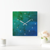 Blauer Marmor, Regenbogenart Quadratische Wanduhr (Zuhause)