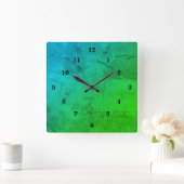 Blauer Marmor, Regenbogenart Quadratische Wanduhr (Zuhause)