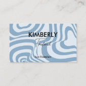 Blauer Marmor Retro Wavy Strip Fein modernes Desig Visitenkarte (Vorderseite)