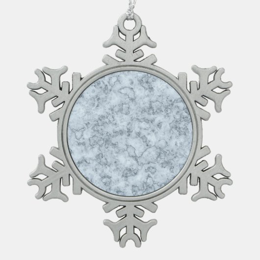 Blauer Marmor Schneeflocken Zinn-Ornament (Vorderseite)