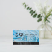 Blauer Marmor | Schwarz Visitenkarte (Stehend Vorderseite)