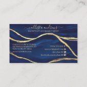 Blauer Marmor Signature Script Makeup Hair Busi Visitenkarte (Rückseite)