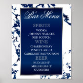 Blauer Marmor, Silver & White - Bar Menu Poster (Vorne)