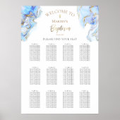 Blauer Marmor Splash Taufe Diagramm Poster (Vorne)