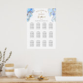 Blauer Marmor Splash Taufe Diagramm Poster (Küche)