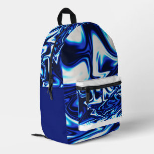 Blauer Marmor-Swirls-Rucksack – Flüssiges abstrakt Bedruckter Rucksack