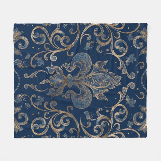 Blauer Marmor und Gold Fleecedecke (Vorderseite (Horizontal))