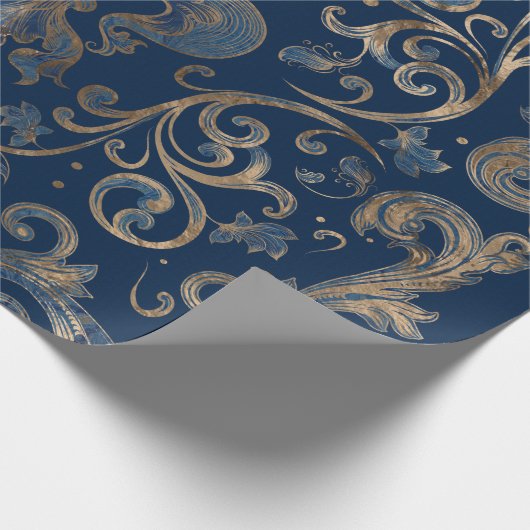 Blauer Marmor und Gold Geschenkpapier (Ecke)