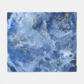 Blauer Marmor und goldene Textur Fleecedecke (Vorderseite (Horizontal))
