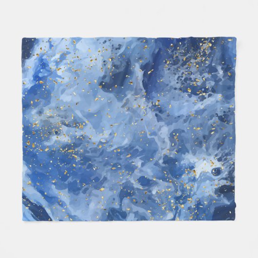 Blauer Marmor und goldene Textur Fleecedecke (Vorderseite (Horizontal))