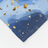 Blauer Marmor und goldene Textur Fleecedecke (Ecke)