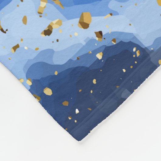 Blauer Marmor und goldene Textur Fleecedecke (Ecke)