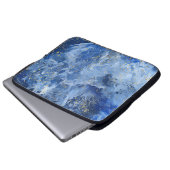 Blauer Marmor und goldene Textur Laptopschutzhülle (Vorne Knopf)