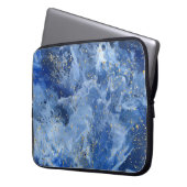Blauer Marmor und goldene Textur Laptopschutzhülle (Vorderseite Links)