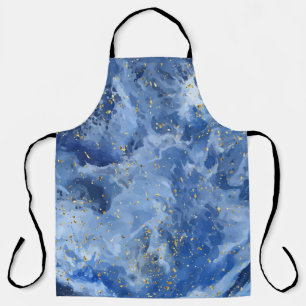 Blauer Marmor und goldene Textur Schürze