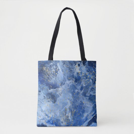 Blauer Marmor und goldene Textur Tasche (Vorderseite)
