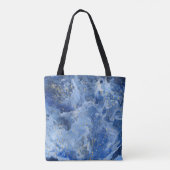 Blauer Marmor und goldene Textur Tasche (Rückseite)