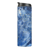 Blauer Marmor und goldene Textur Thermosbecher (Nach rechts gedreht)