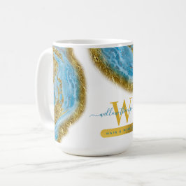 Blauer Marmor und Goldfolie Kaffeetasse