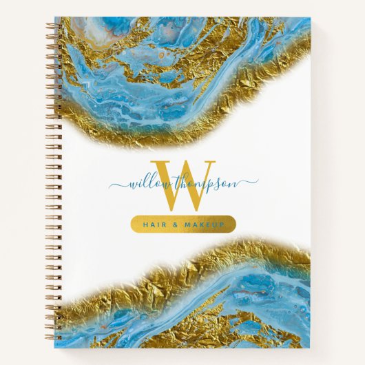 Blauer Marmor und Goldfolie Notizblock (Vorderseite)