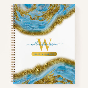 Blauer Marmor und Goldfolie Notizblock