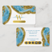 Blauer Marmor und Goldfolie Visitenkarte (Vorne/Hinten)