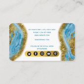 Blauer Marmor und Goldfolie Visitenkarte (Rückseite)