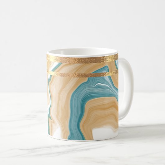 Blauer Marmor und goldgeraffte Tasse (VorderseiteRechts)