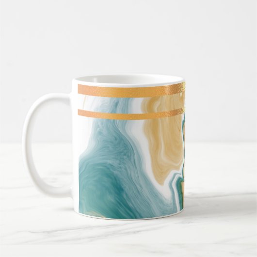 Blauer Marmor und goldgeraffte Tasse (Links)