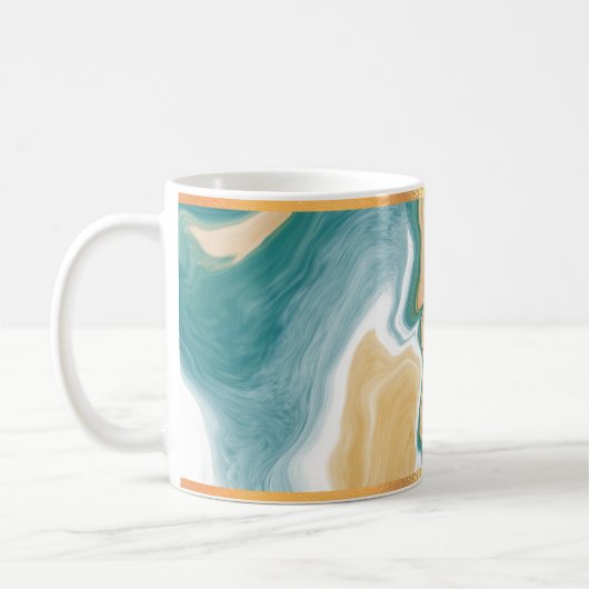 Blauer Marmor und goldgeraffte Tasse (Links)