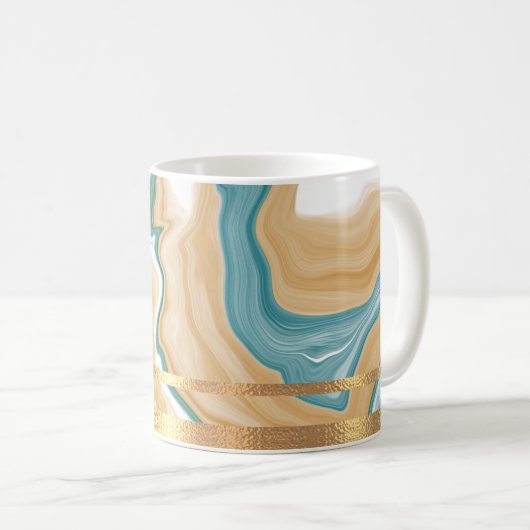 Blauer Marmor und goldgeraffte Tasse (VorderseiteRechts)