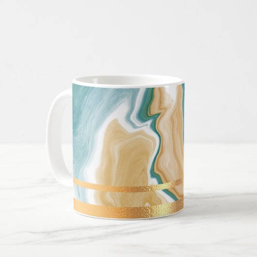 Blauer Marmor und goldgeraffte Tasse (Vorderseite Links)