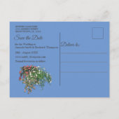 Blauer Marmor und rosa Flamingos Ankündigungspostkarte (Rückseite)