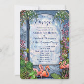 Blauer Marmor und rosa Flamingos Einladung (Vorderseite)