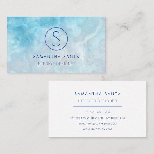 Blauer Marmor Visitenkarte (Vorne/Hinten)
