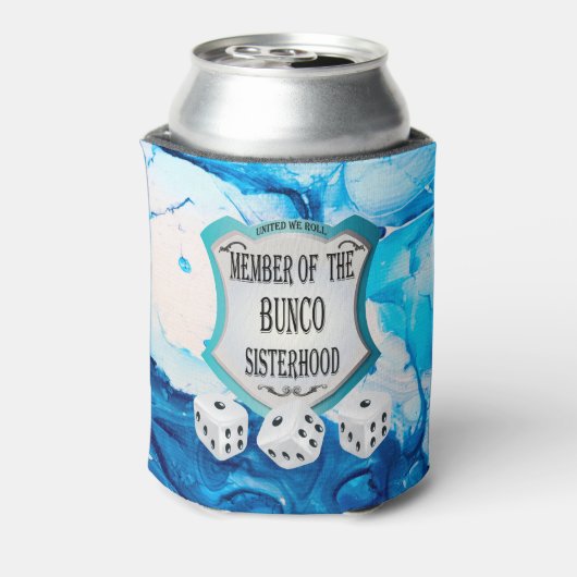 Blauer Marmor Wasserfarbe Bunco Sisterhood Dosenkühler (Kanne Rückseite)