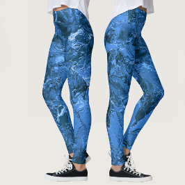 Blauer Marmorboden Himmel und Meer Leggings
