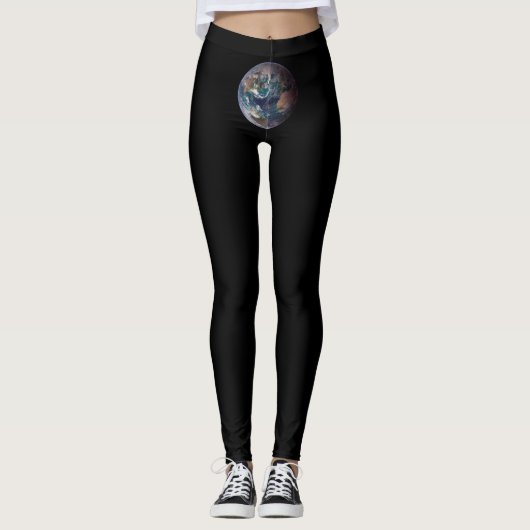Blauer Marmorboden (Western Hemisphäre) Leggings (Vorderseite)