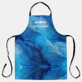 Blauer Marmoreffekt Eleganter Stil Schürze (Vorderseite)