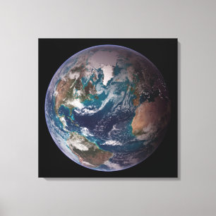 Blauer Marmorplanet Erde (Western Hemisphäre) Leinwanddruck