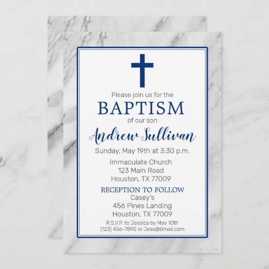 Blauer Marmorschwanz Einladung (Vorne/Hinten)