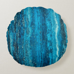 Blauer Marmorstein Rundes Kissen