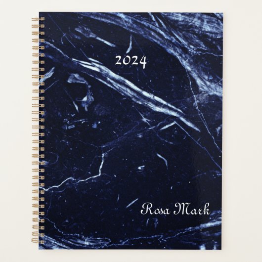 Blauer Marmorwirbel mit individuellem Planner Planer (Vorderseite)