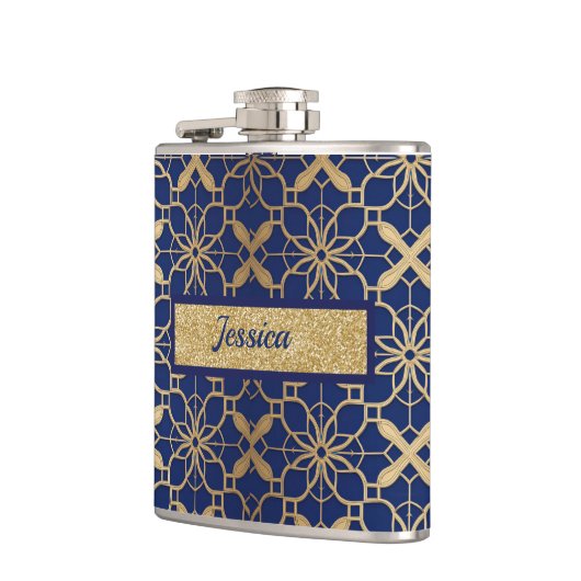 Blauer marokkanischer Liquor oder Wein Vinyl Wrapp Flachmann (Links)