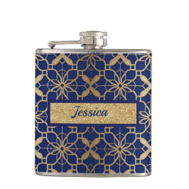 Blauer marokkanischer Liquor oder Wein Vinyl Wrapp Flachmann