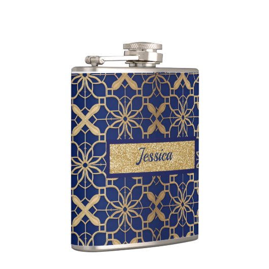 Blauer marokkanischer Liquor oder Wein Vinyl Wrapp Flachmann (Rechts)