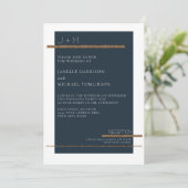 Blauer Marsch Minimal Modern Gold White Wedding Si Einladung (Stehend Vorderseite)